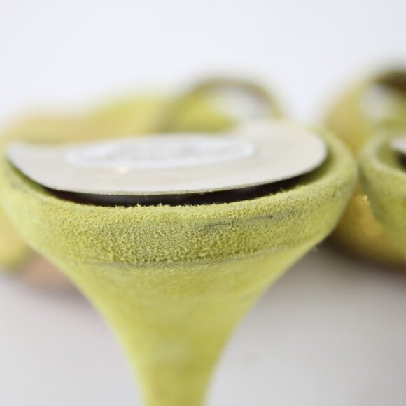 Versace Heels Sz 37 Lime Green Gold Studded Leather Suede AS IS 3" Heels - Picture 16 of 16